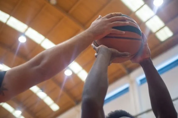 basketball playoff game action